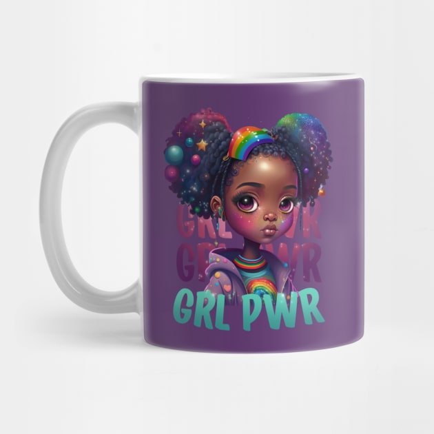 GRL PWR Cute Black Girl Power Women Empower by Irene Koh Studio